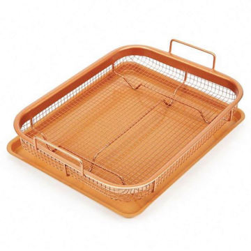 Manufacturer direct sell Non-Stick Oven Basket Tray Copper Air Fryer Copper Crisper Baking Tray